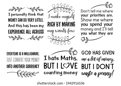 Set of vector quotes about money business and success