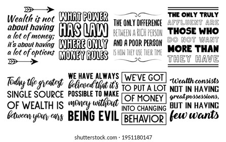 Set of vector quotes about money business and success
