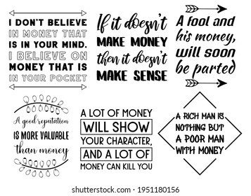Set of vector quotes about money business and success
