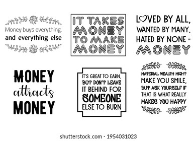 Set of vector quotes about money business and success
