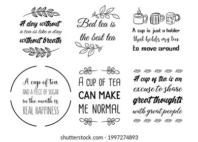Set of vector quotes about tea