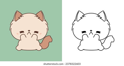 Set Vector Rabbit Multicolored and Black and White. Kawaii Clip Art Kitty. Cute Vector Illustration of a Kawaii Pet for Stickers, Baby Shower, Coloring Pages. 