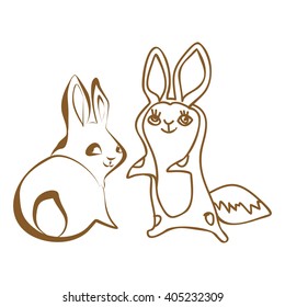 set of vector rabbits on a white background