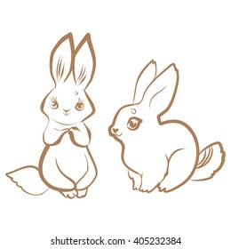 set of vector rabbits on a white background