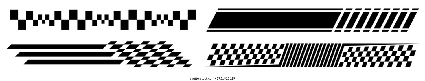 set vector racing stripes, car decal, racing sport design vector illustration