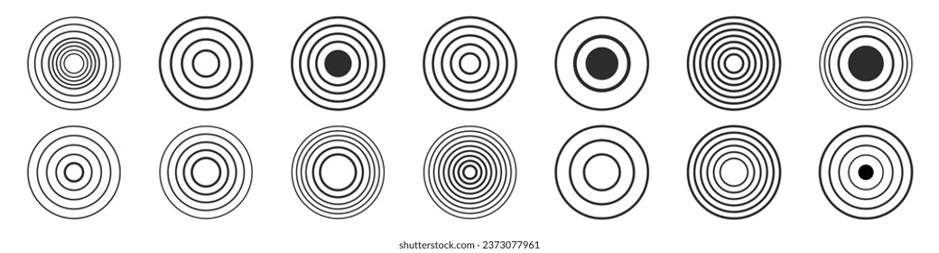 Conjunto de iconos de radar vectorial con trazos editables