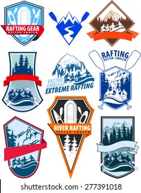 set of vector rafting emblems logo labels