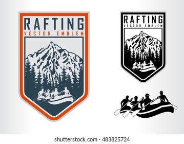 set of vector rafting emblems logo labels