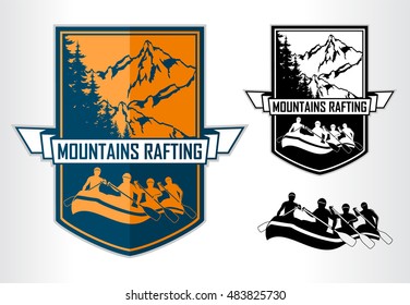 set of vector rafting emblems logo labels