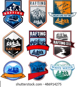 set of vector rafting emblems logo labels