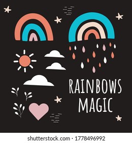 Set of vector rainbows illustration elements 