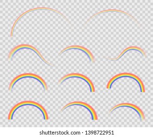 Set of vector ranbows on transparent background