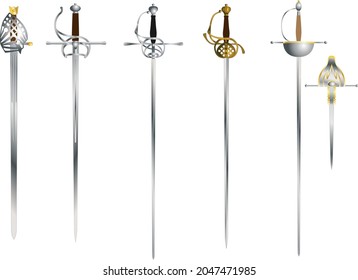 Set of the vector rapier and epee for fencing or duel