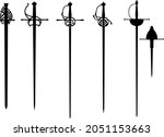 Set of the vector rapier and epee silhouette for fencing or duel
