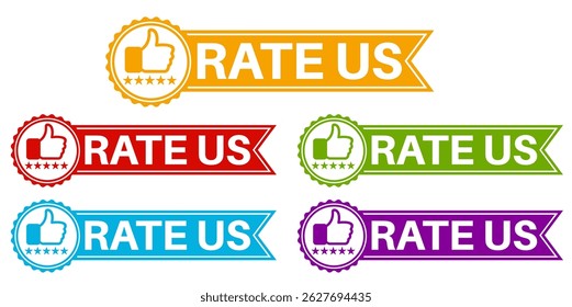 Establecer la tasa de Vector Icono de EE.UU. Calificación Estrellas Símbolo para la revisión del producto Plantilla Anuncio Diseño Ilustración vectorial