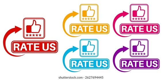 set vector rate us icon. rating stars symbol for review product template banner design vector illustration