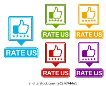 set vector rate us icon. positive symbol for review product template banner design vector illustration