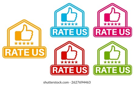 set vector rate us icon. positive symbol for review product template banner design vector illustration
