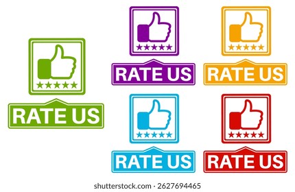 set vector rate us icon. positive symbol for review product template banner design vector illustration