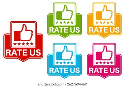 set vector rate us icon. positive symbol for review product template banner design vector illustration