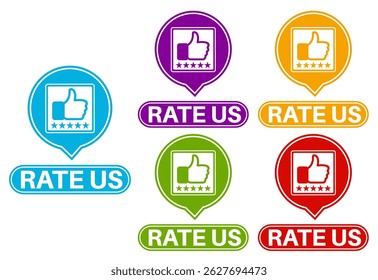 set vector rate us icon. positive symbol for review product template banner design vector illustration