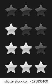 set of vector rating stars on the dark background