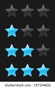 set of vector rating stars on the dark background