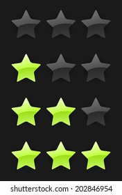 set of vector rating stars on the dark background