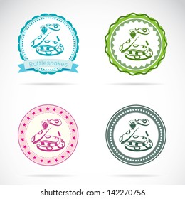 Set of vector rattlesnakes label on white background