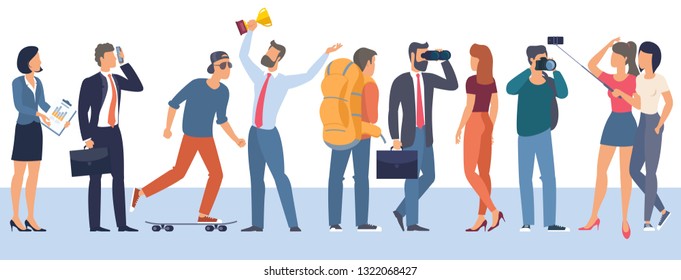 Set of vector ready to animation people characters  performing various activities. Group of men and women flat design style cartoon characters isolated on white background. 