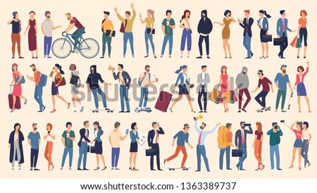 Set of vector ready to animation people characters  performing various activities. Group of men and women flat design style cartoon characters isolated on white background. 