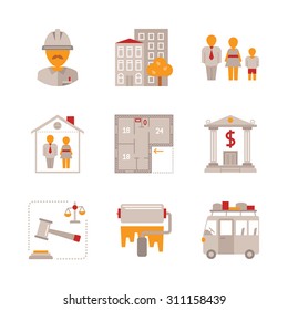 Set of vector real estate icons and concepts in flat style