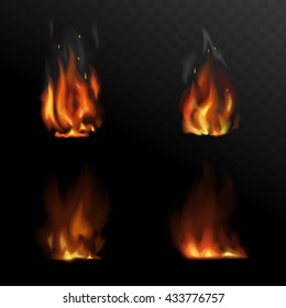 Set of vector realistic fire. Flame illustration