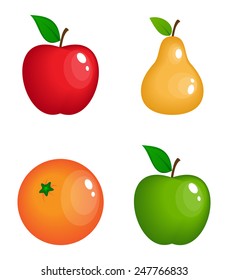 set of vector realistic glossy fruits 