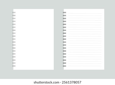 Set of vector realistic illustrations of a torn sheet of paper from a workbook with shadow, isolated