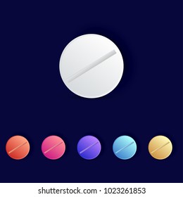 Set of vector realistic pills and capsules isolated on black background. Medicines, tablets, capsules, drug of painkillers, antibiotics, vitamins. Healthcare medical and vector illustration.