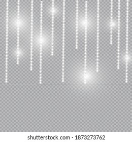 Set of vector realistic seamless light garlands isolated on transparent background