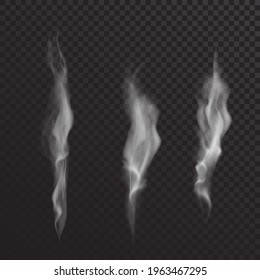 Set of vector realistic smoke isolated on a translucent background.
