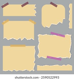 Set of vector realistic stickers with torn edges