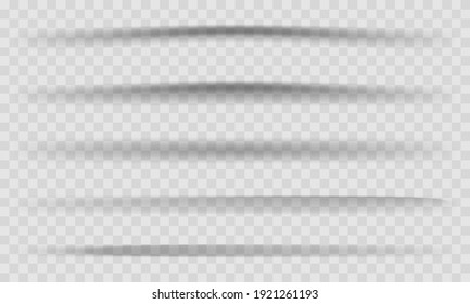 Set of vector realistic transparent shadows. Vector illustration isolated on transparent background. Realistic design elements for web page and object. 