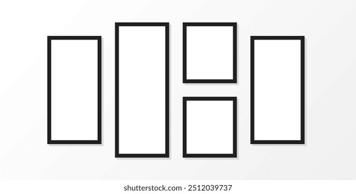 Set of vector rectangle frames on the wall vector square or rectangular frames on a wall Wall decoration frames artistic painting frames