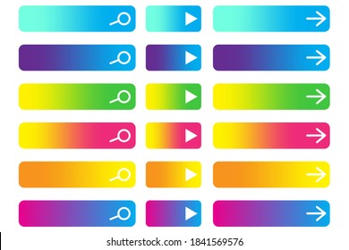 Set of vector rectangular buttons. Navigation icons. Blank button templates for website. Stock image.