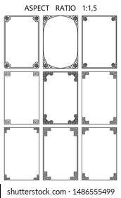 Set of vector rectangular frames in traditional Hellenic style.Classic greek meander pattern for design, decoration of book page, menu, poster, invitation card, banner, flyer, brochure, print on paper