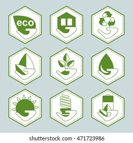 Set of vector recycle eco icons. Signs for sites, advertising brochures, flayers, posters and info graphics. Flat cartoon illustration. Objects isolated on a white background.