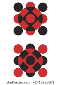 set of Vector red and black geometric illustrations of circles and squares. Logo, vector, icon, template, design, emblem