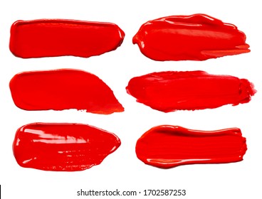 Set of vector red glossy paint texture isolated on white - acrylic banners for Your design