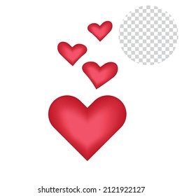 Set of vector red hearts with Realistic heart isolated style