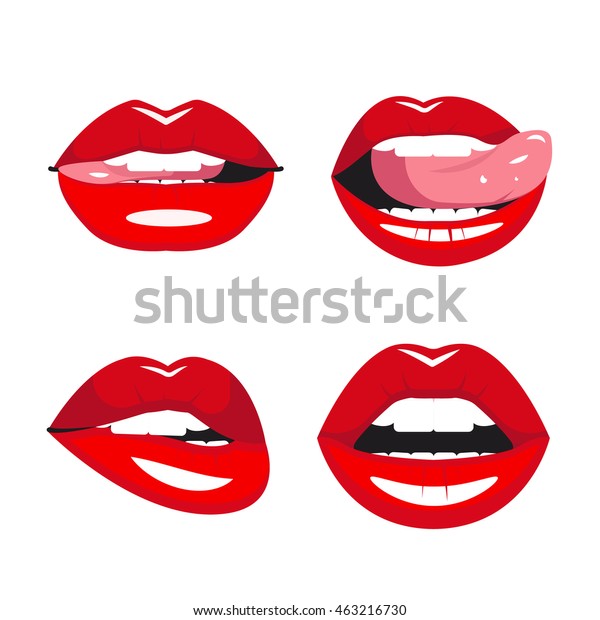 Set Vector Red Lips Various Types Stock Vector (Royalty Free) 463216730