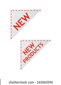 set of vector red new signs on piece of textile