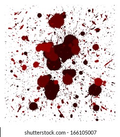 set of vector red quality handmade brush splatters